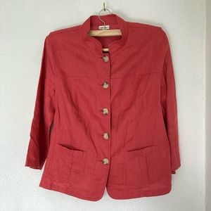 Cherokee Rusty Red 100% Linen Light Weight Jacket/Shirt